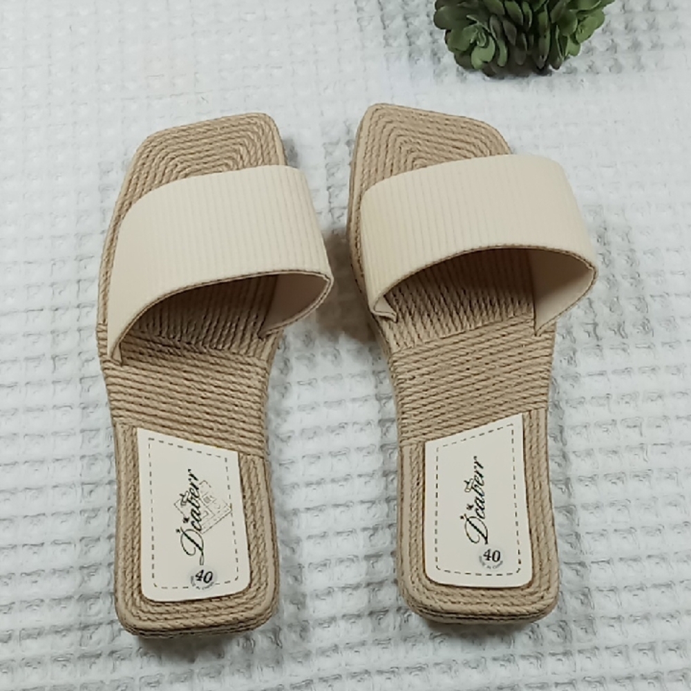 Dcaberr Beige Slide Sandals Rope Wrapped Women's Size 40